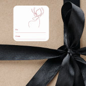 赤い白い抽象芸術トナカイモダンクリスマス スクエアシール