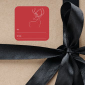 赤い白い抽象芸術トナカイモダンクリスマス スクエアシール