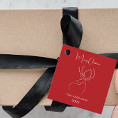 赤い白い抽象芸術トナカイモダンクリスマス フェイバータグ