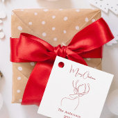 赤い白い抽象芸術トナカイモダンクリスマス フェイバータグ