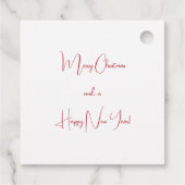 赤い白い抽象芸術トナカイモダンクリスマス フェイバータグ (裏面)