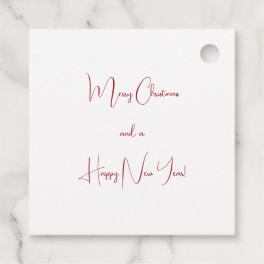 赤い白い抽象芸術トナカイモダンクリスマス フェイバータグ (裏面)