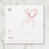 赤い白い抽象芸術トナカイモダンクリスマス フェイバータグ (正面)