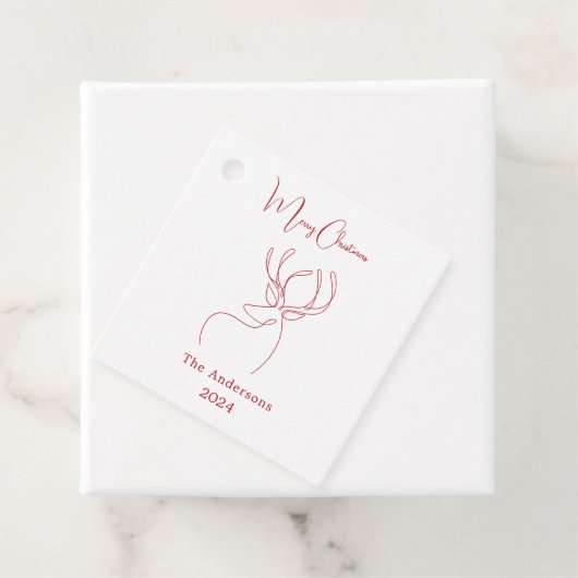 赤い白い抽象芸術トナカイモダンクリスマス フェイバータグ (インサイチュ)