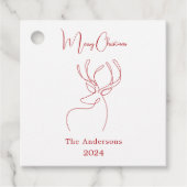 赤い白い抽象芸術トナカイモダンクリスマス フェイバータグ (正面)