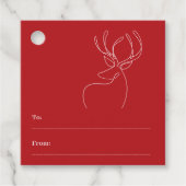 赤い白い抽象芸術トナカイモダンクリスマス フェイバータグ (正面)