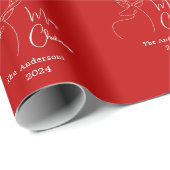 赤い白い抽象芸術トナカイモダンクリスマス ラッピングペーパー (ロールコーナー)