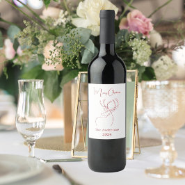 赤い白い抽象芸術トナカイモダンクリスマス ワインラベル