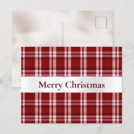赤い白い格子模様のクリスマス ポストカード
