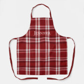 赤い白い格子縞 エプロン (正面)