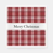 赤い白い格子縞 スタンダードランチョンナプキン (正面)