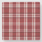 赤い白い格子縞 ストーンコースター (正面)
