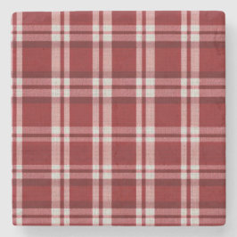 赤い白い格子縞 ストーンコースター
