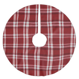 赤い白い格子縞 ブラッシュドポリエステルツリースカート