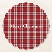 赤い白い格子縞 ペーパーコースター (正面)