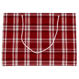 赤い白い格子縞 ラージペーパーバッグ