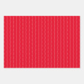 赤い白い波線とドットのクリスマスの休日 ラッピングペーパーシート (正面)