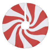 赤い白い渦巻きクリスマスツリースカート フェイクリネンツリースカート (正面)