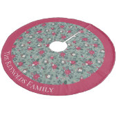 赤い白い緑のクリスマスの花パーソナライズされた フリース ツリースカート (アングル)