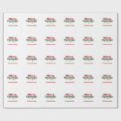 赤い白い緑のメリークリスマス ラッピングペーパー (フラット)