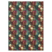 赤い白い緑の花 テーブルクロス (正面)