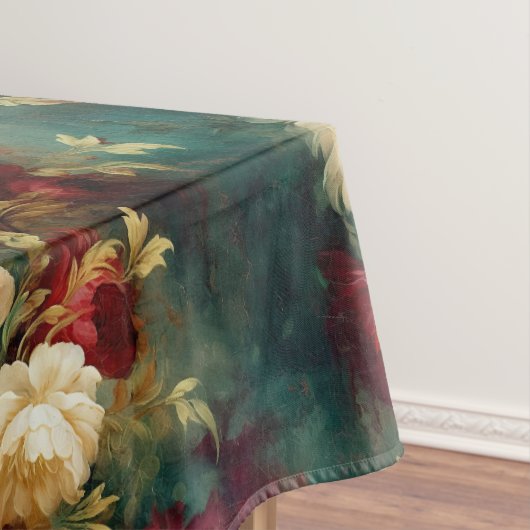 赤い白い緑の花 テーブルクロス (インサイチュ)