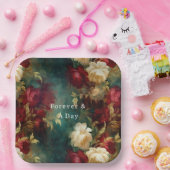 赤い白い緑の花 ペーパープレート (パーティー)