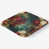 赤い白い緑の花 ペーパープレート (傾斜あり)