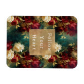 赤い白い緑の花 マグネット (横)