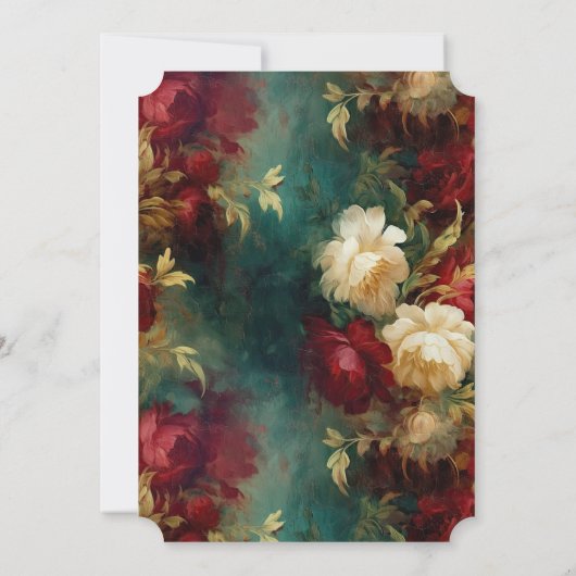 赤い白い緑の花 招待状 (裏面)