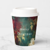 赤い白い緑の花 紙コップ (正面)