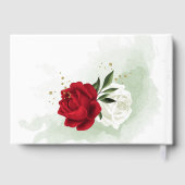 赤い白い花の緑の幾何学的結婚な ゲストブック (裏面)