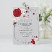 赤い白い花シルバーの葉詳細幾何学的 エンクロージャーカード (スタンド正面)