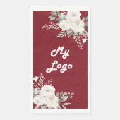 赤い白い花模様のビジネスロゴ (正面)