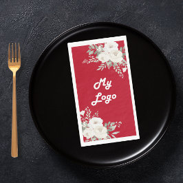 赤い白い花模様のビジネスロゴ