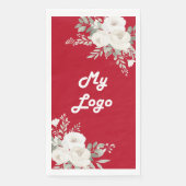 赤い白い花模様のビジネスロゴ (正面)