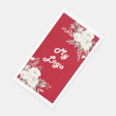 赤い白い花模様のビジネスロゴ (コーナー)