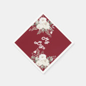 赤い白い花模様のビジネスロゴ スタンダードカクテルナプキン (角)