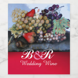 赤い白い葡萄，ブドウ畑，梨結婚畑 ワインラベル