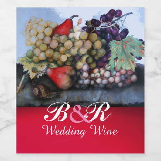 赤い白い葡萄，ブドウ畑，梨結婚畑 ワインラベル (シングルラベル)