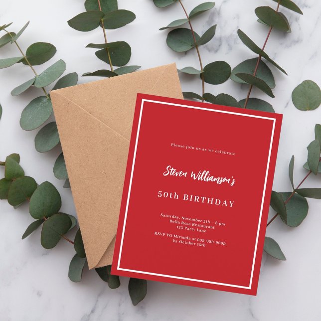 赤い白い誕生日の招待状 (クリエイターアップロード済み)