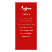 赤い白い誕生日プログラムディナーメニューカード ラックカード (正面)