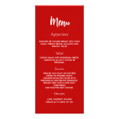 赤い白い誕生日プログラムディナーメニューカード ラックカード (裏面)