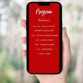 赤い白い誕生日プログラムディナーメニューカード 招待状