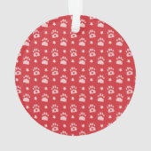 赤い白い足のプリントパターンペット写真 オーナメント (裏面)