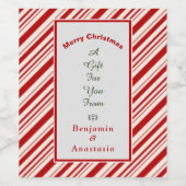 赤い白い陽気なクリスマスの好意をパーソナライズ ワインラベル (シングルラベル)