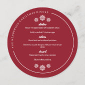 赤い白い雪の結晶の丸いクリスマス メニュー (正面)