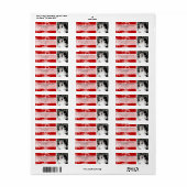 赤い白い雪の結晶クリスマス結婚の写真 ラベル (フルシート)