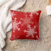 赤い白い雪の結晶ミニマリストクリスマス クッション (ブランケット)