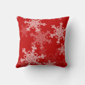 赤い白い雪の結晶ミニマリストクリスマス クッション (裏面)